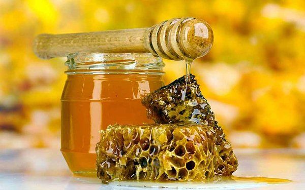  Gebirgshonig in Bienenwaben und Glas