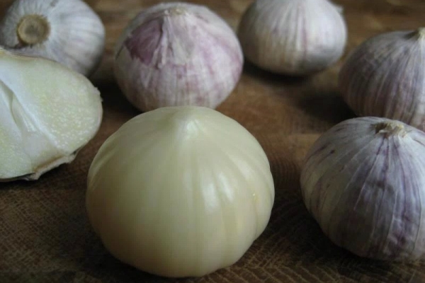  Chinesischer Knoblauch ist rund mit weißer Haut